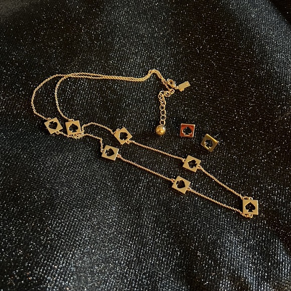 KATE SPADE “HOLE PUNCH SPADE” NECKLACE & EARRINGS - Picture 2 of 10